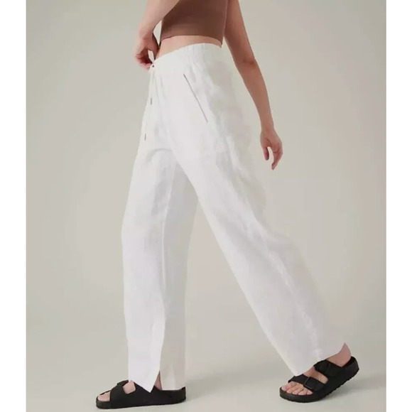 Athleta Cabo Linen Wide Leg Pants NWT Calla Lily Ivory PLUS Sz. 26W‎ Beach Vacay - Picture 5 of 5